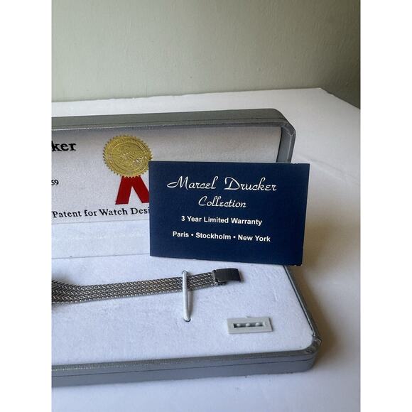 Marcel Drucker Watch Silver Quarts And Diamond Boarder With Stainless Steel - Picture 4 of 12